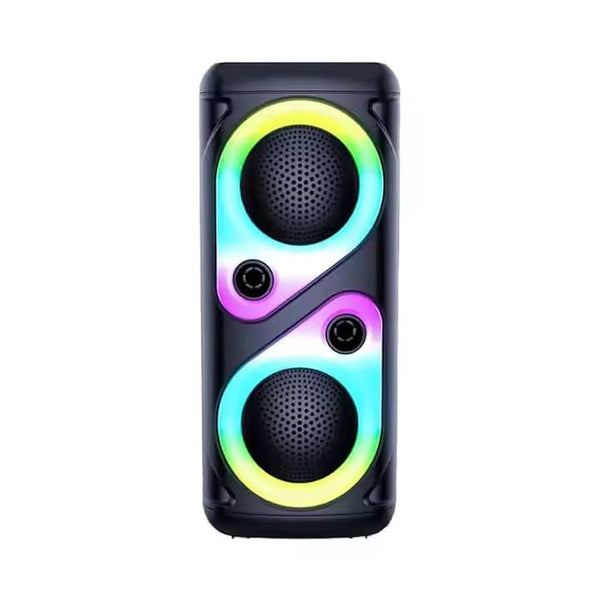 مسرح منزلي بلوتوث JL-4433 – صوت قوي مع PartyBoost، إضاءة RGB، منافذ USB وTF ومدخل ميكروفون، جودة عالية- اسود